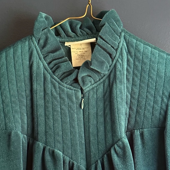 VTG Gilligan O'Malley Velvet Zip-Front House Robe SZ Small Teal Blue Full Length - Picture 3 of 7